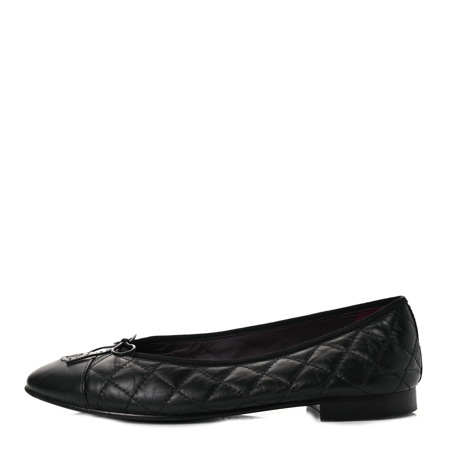 Chanel Aged Calfskin Quilted CC Cap Toe Ballerina Flats 40 Black 1 of 10
