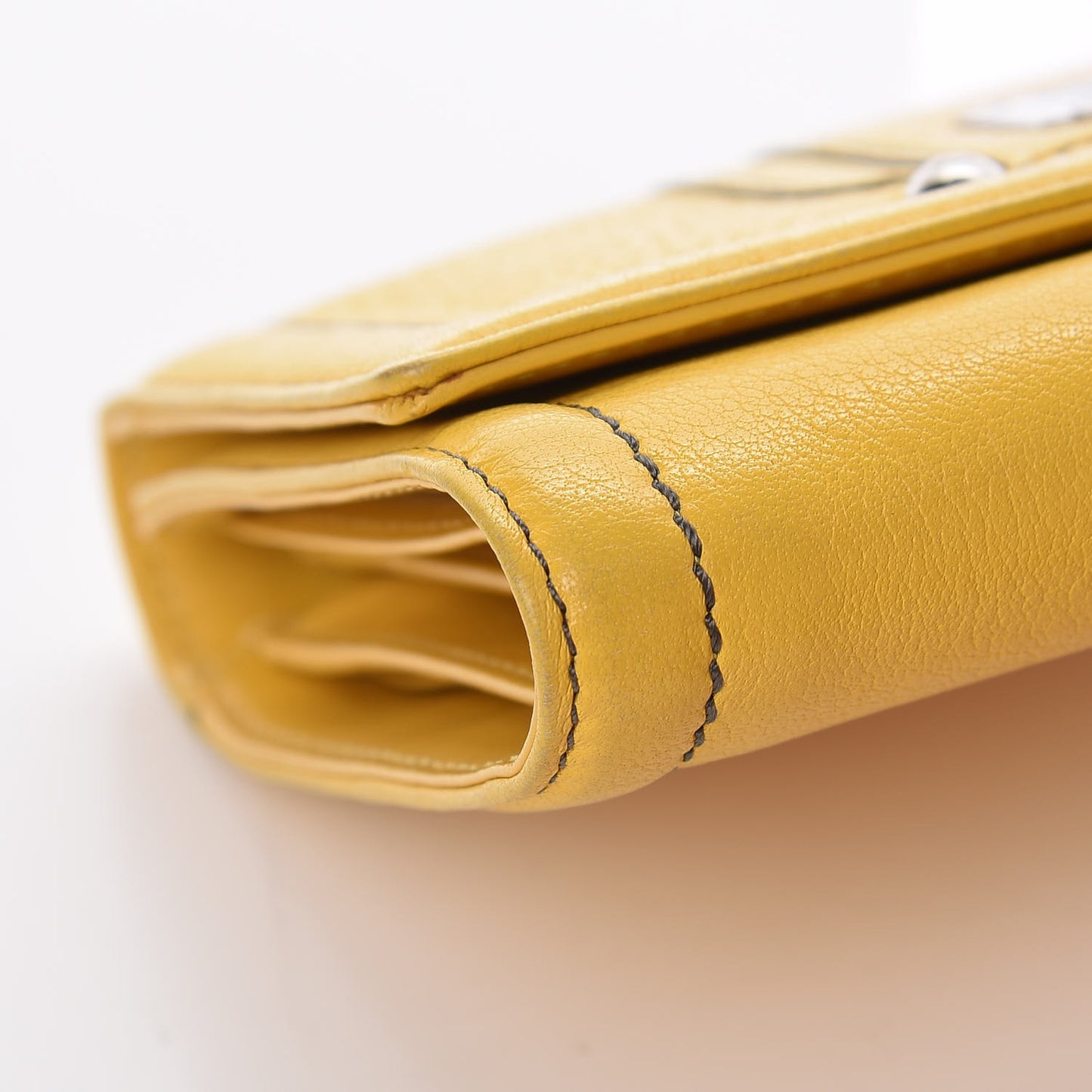 Calfskin Medium Tri-Fold Flap Wallet Yellow