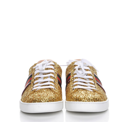 Gucci Glitter Web Ace Sneakers 40 Gold 2 of 10