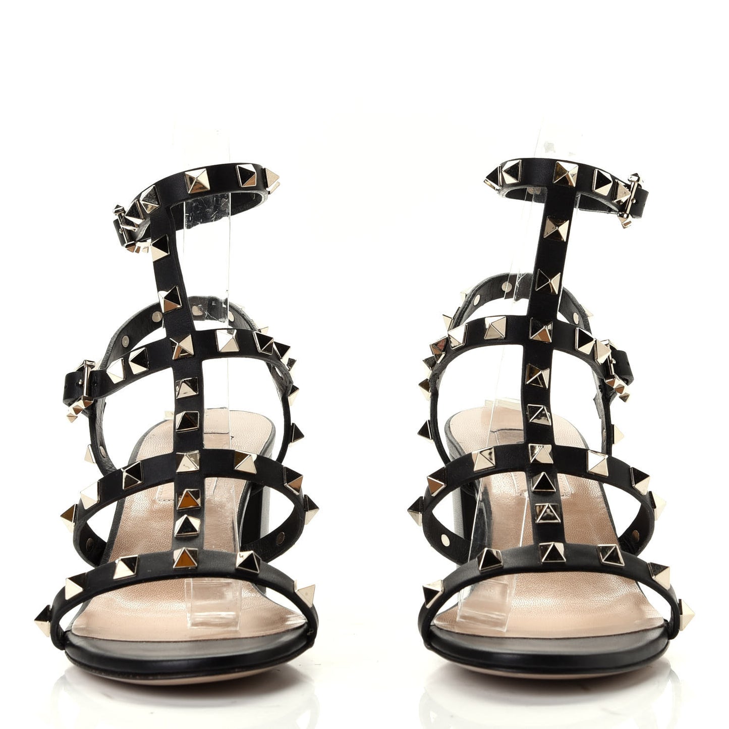 Calfskin Rockstud 60mm City Sandals 35.5 Black