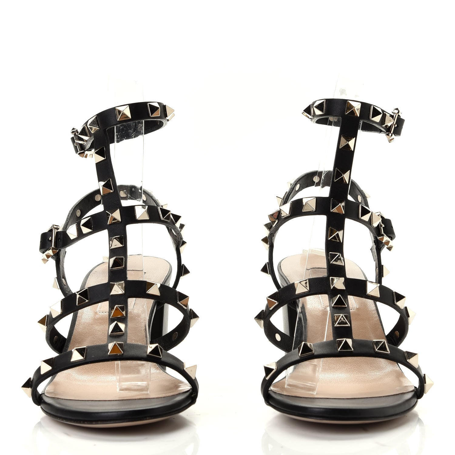 Valentino Garavani Calfskin Rockstud 60mm City Sandals 35.5 Black 5 of 6