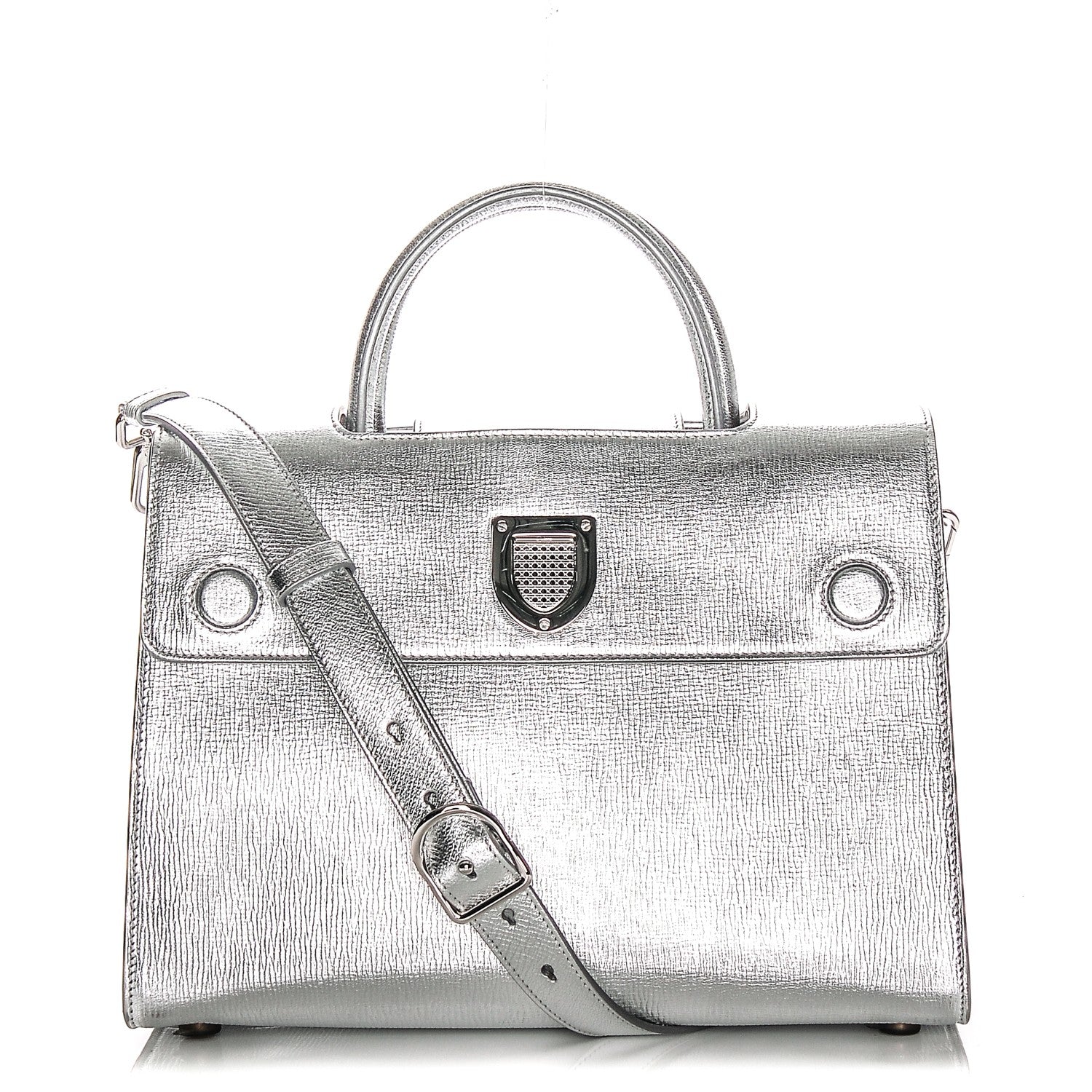 Christian Dior Metallic Grained Calfskin Medium Diorever Flap Silver 1 of 8