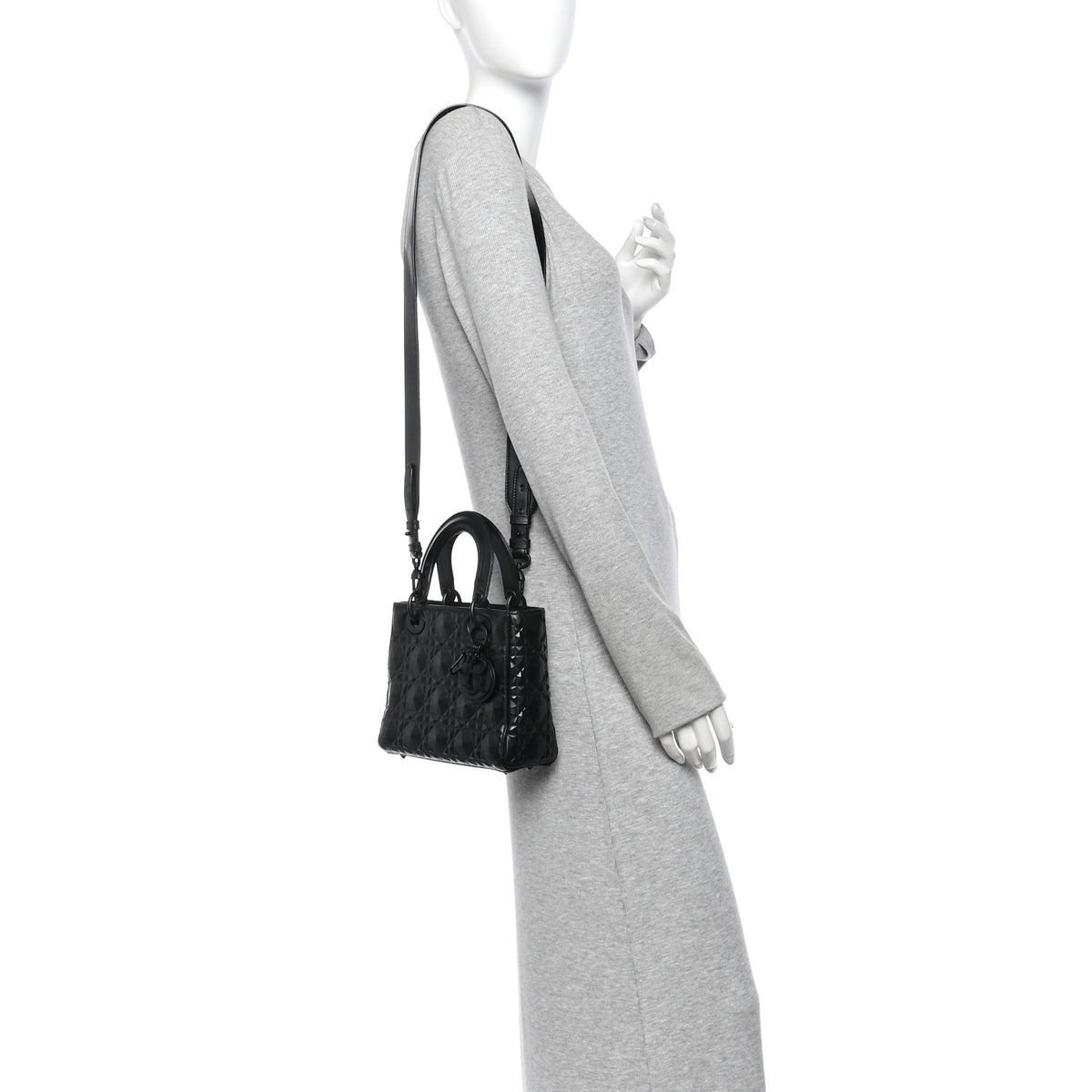 Calfskin Cannage Diamond Small My ABCDior Lady Dior Black