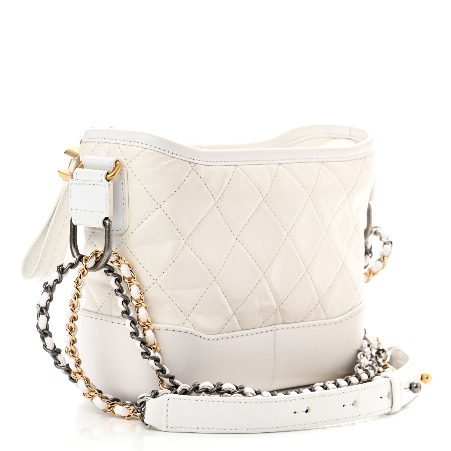 Chanel Aged Calfskin Quilted Small Gabrielle Hobo White 2 of 9