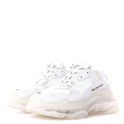 Balenciaga Fabric Mesh Clear Sole Womens Triple S Sneakers 39 White 3 of 10