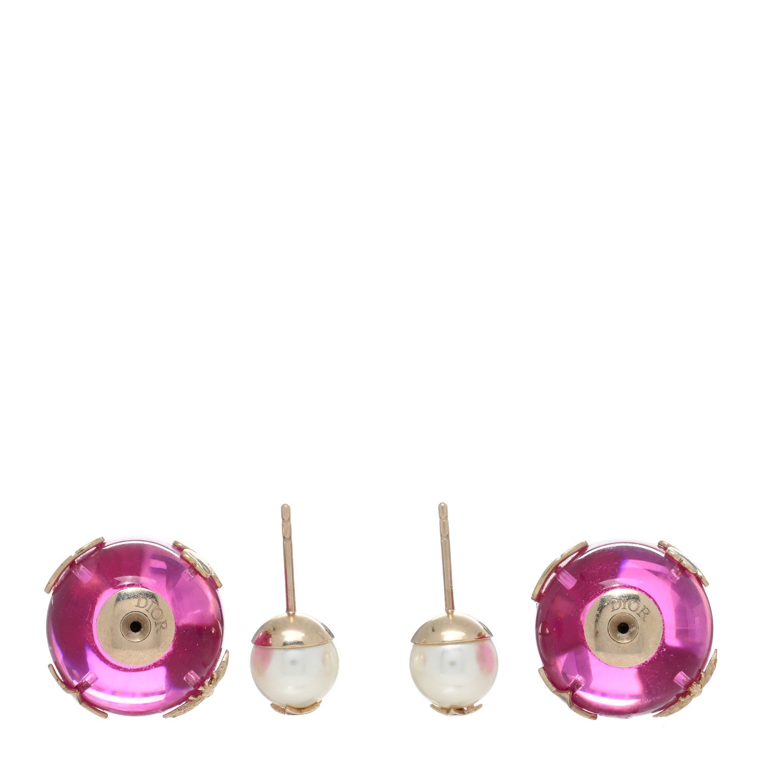 Christian Dior Resin Pearl Dior Tribales Earrings Gold White Transparent Rani Pink 3 of 4