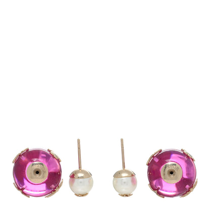 Christian Dior Resin Pearl Dior Tribales Earrings Gold White Transparent Rani Pink 3 of 4