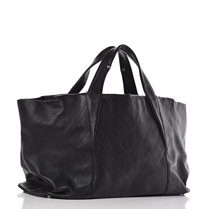 Chanel Calfskin Chevron CC All Day Long Tote Black 3 of 13