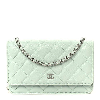 Chanel Caviar Quilted Wallet on Chain WOC Light Blue 2 of 23