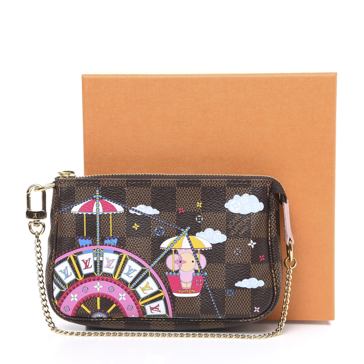 Louis Vuitton Damier Ebene 2020 Christmas Animation Big Wheel Mini Pochette Accessories Rose Ballerine 9 of 9