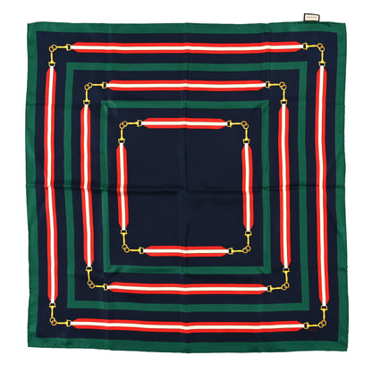 Gucci Silk Horsebit Stripe Scarf Red Green 1 of 3
