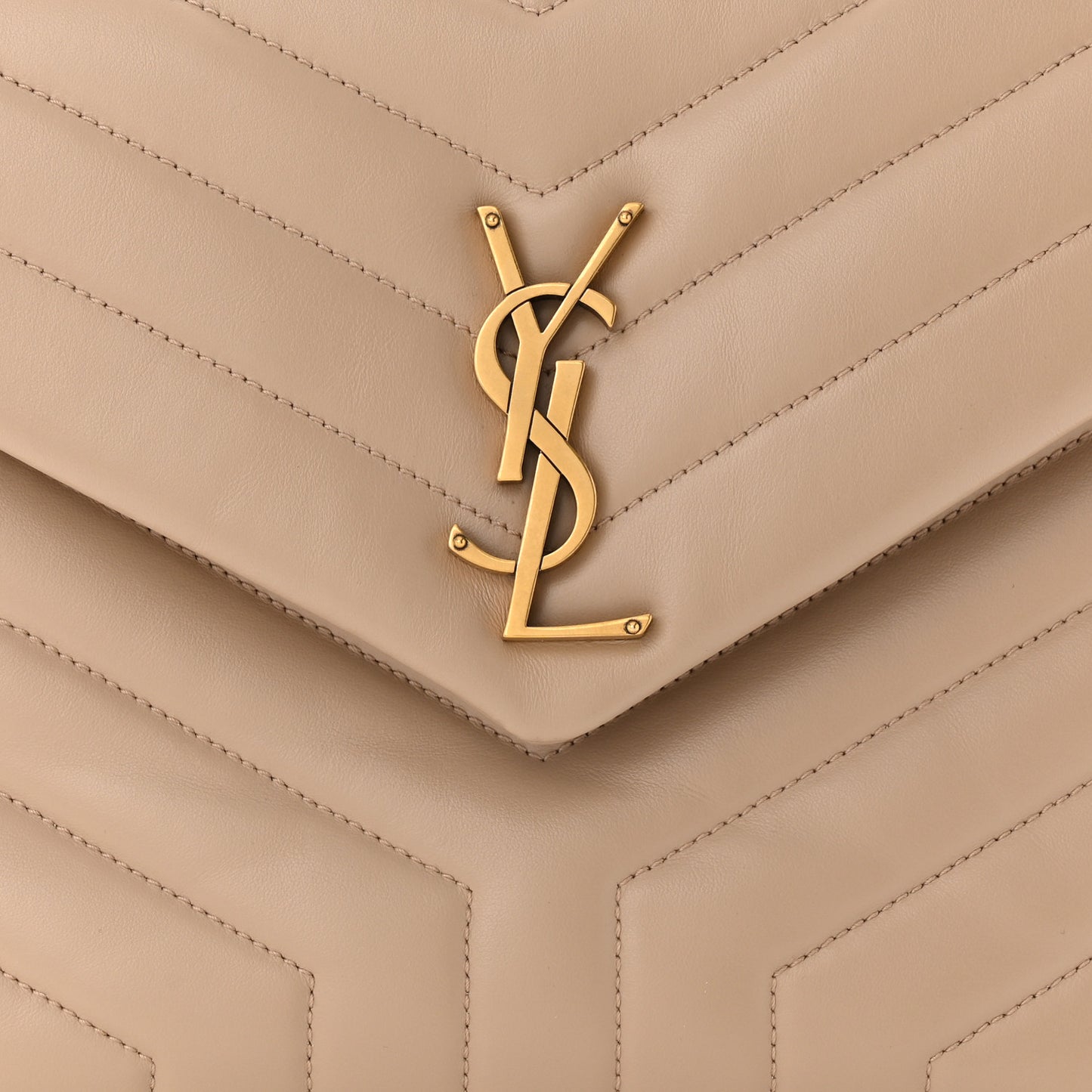 Calfskin Y Quilted Monogram Medium Loulou Chain Satchel Dark Beige