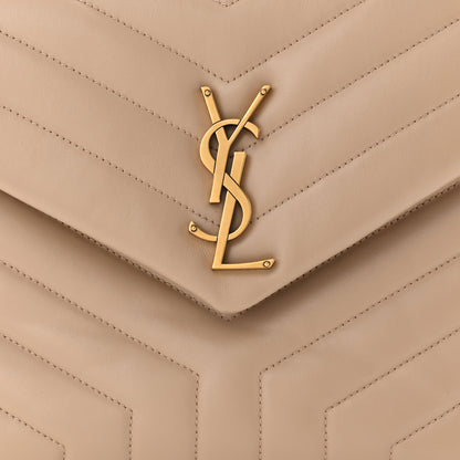 Saint Laurent Calfskin Y Quilted Monogram Medium Loulou Chain Satchel Dark Beige 8 of 10