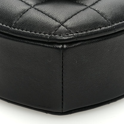 Chanel Lambskin Quilted CC In Love Heart Clutch With Chain Black 9 of 10