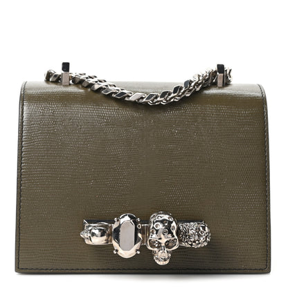Alexander McQueen Lizard Embossed Calfskin Knuckle Crossbody Khaki 1 of 9