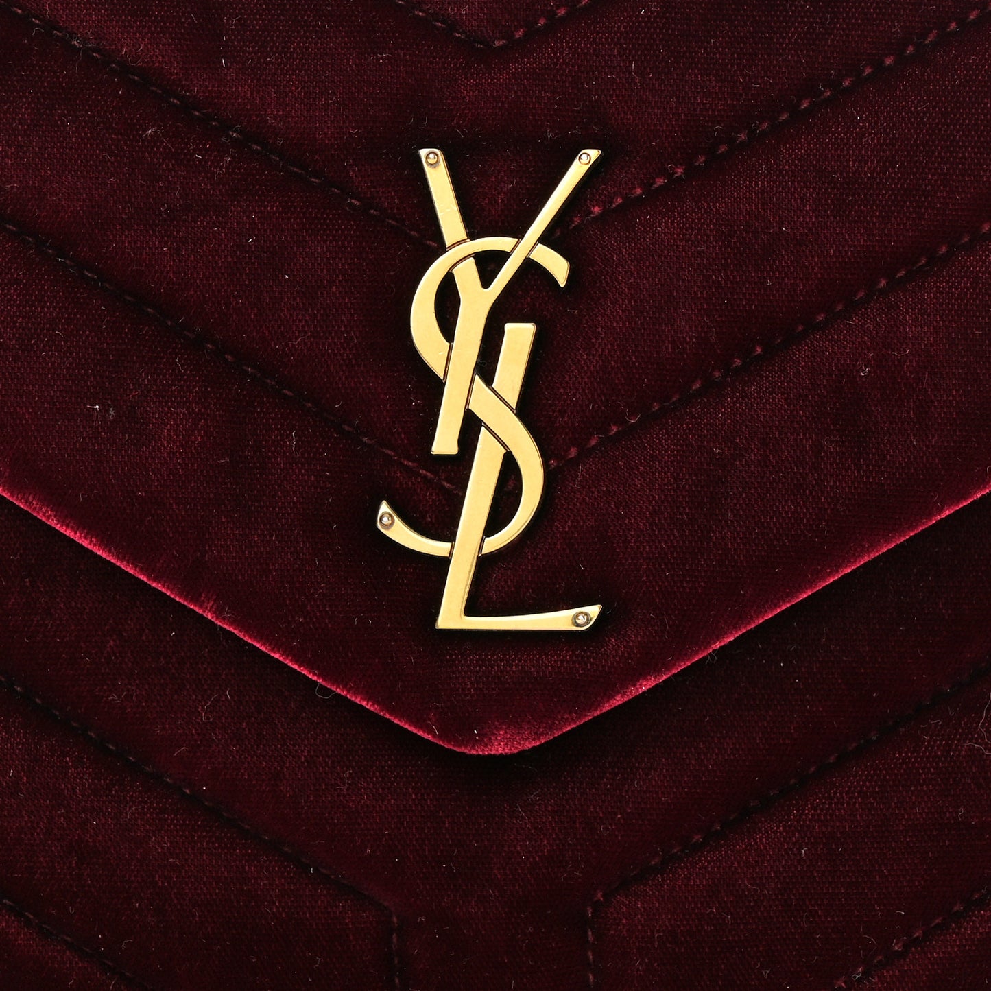 Velvet Y Quilted Monogram Small Loulou Chain Satchel Burgundy