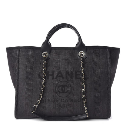 Chanel Woven Straw Raffia Striped Large Deauville Tote Black 1 of 10