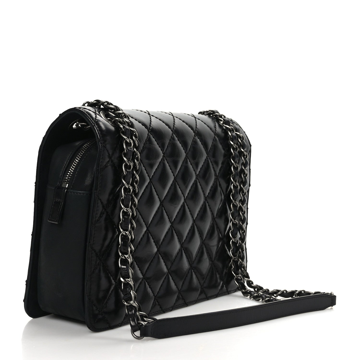 Chanel Glazed Calfskin Quilted Medium Day Trip Flap Black 2 of 8