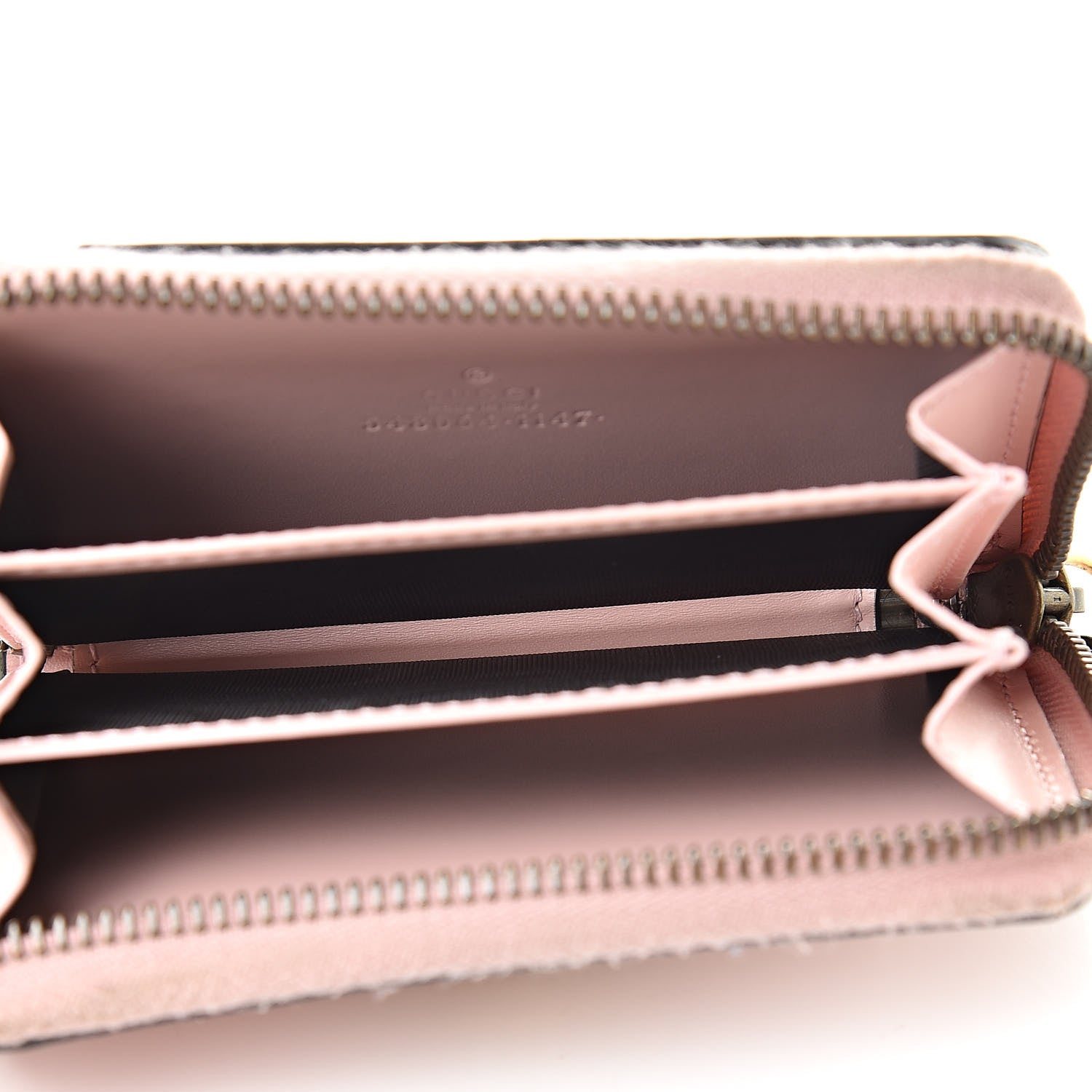 Gucci Guccissima Signature Crystal Cat Zip Around Card Case Light Candy Pink 5 of 11