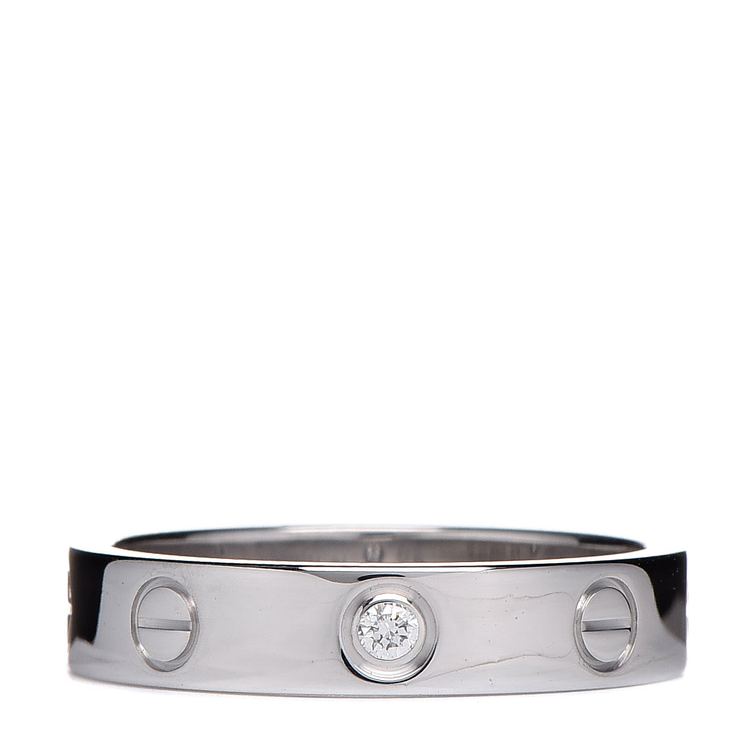 Cartier 18K White Gold Diamond 4mm LOVE Wedding Band Ring 52 6 1 of 5