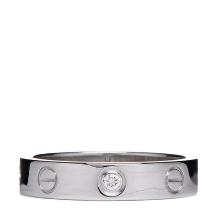 Cartier 18K White Gold Diamond 4mm LOVE Wedding Band Ring 52 6 1 of 5