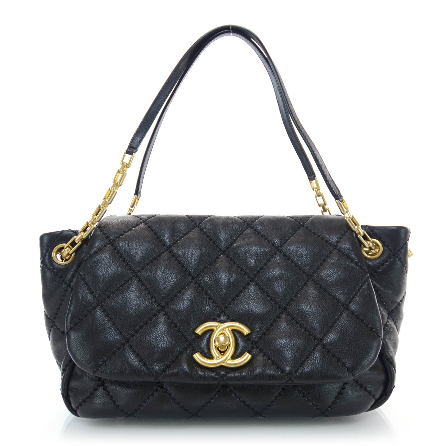 Chanel Calfskin Quilted Retro Chain Flap Black 1 of 11
