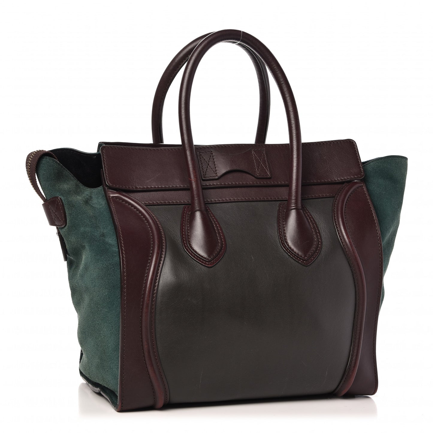 Smooth Calfskin Suede Mini Tri-Color Luggage Burgundy