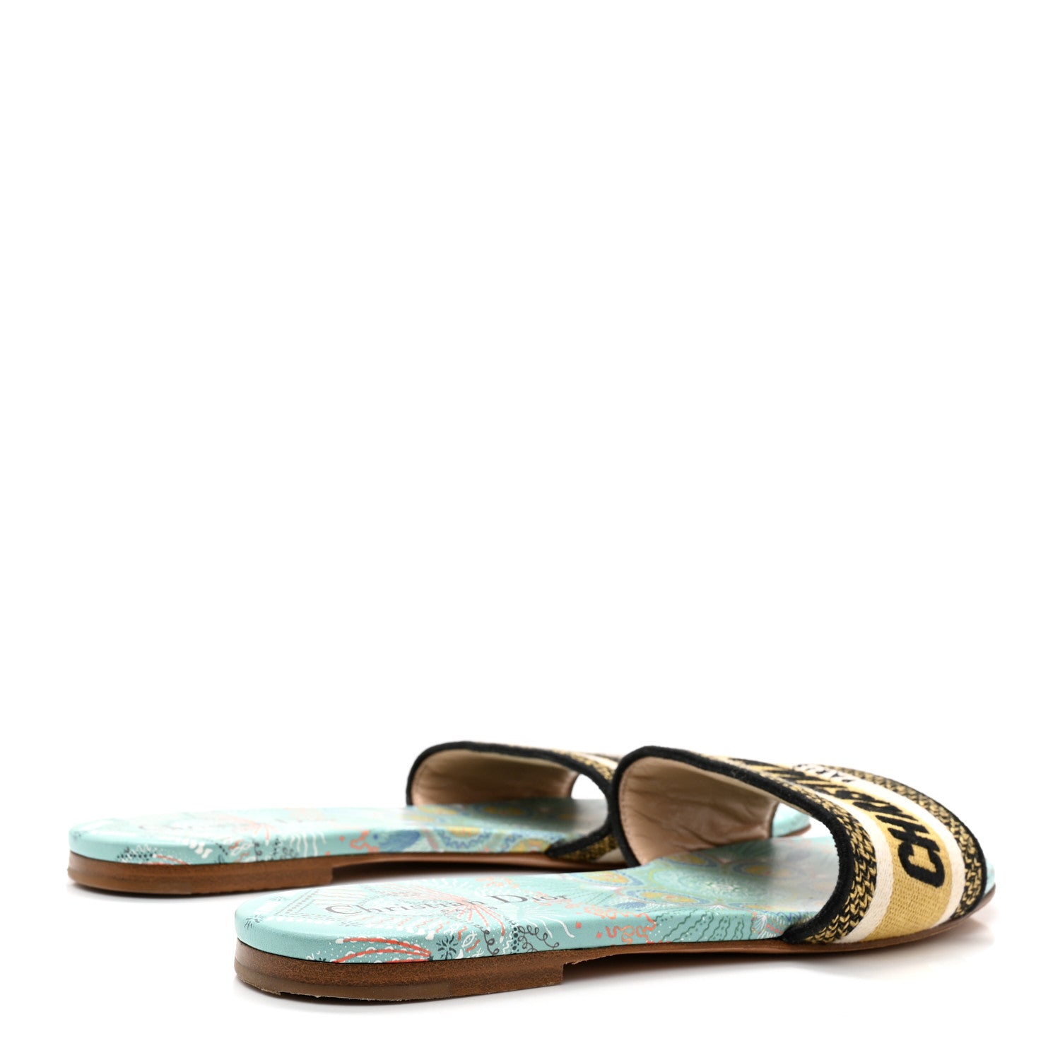 Christian Dior Canvas Embroidered Dior In Lights Dway Mules Slide Sandals 38 Multicolor 4 of 12