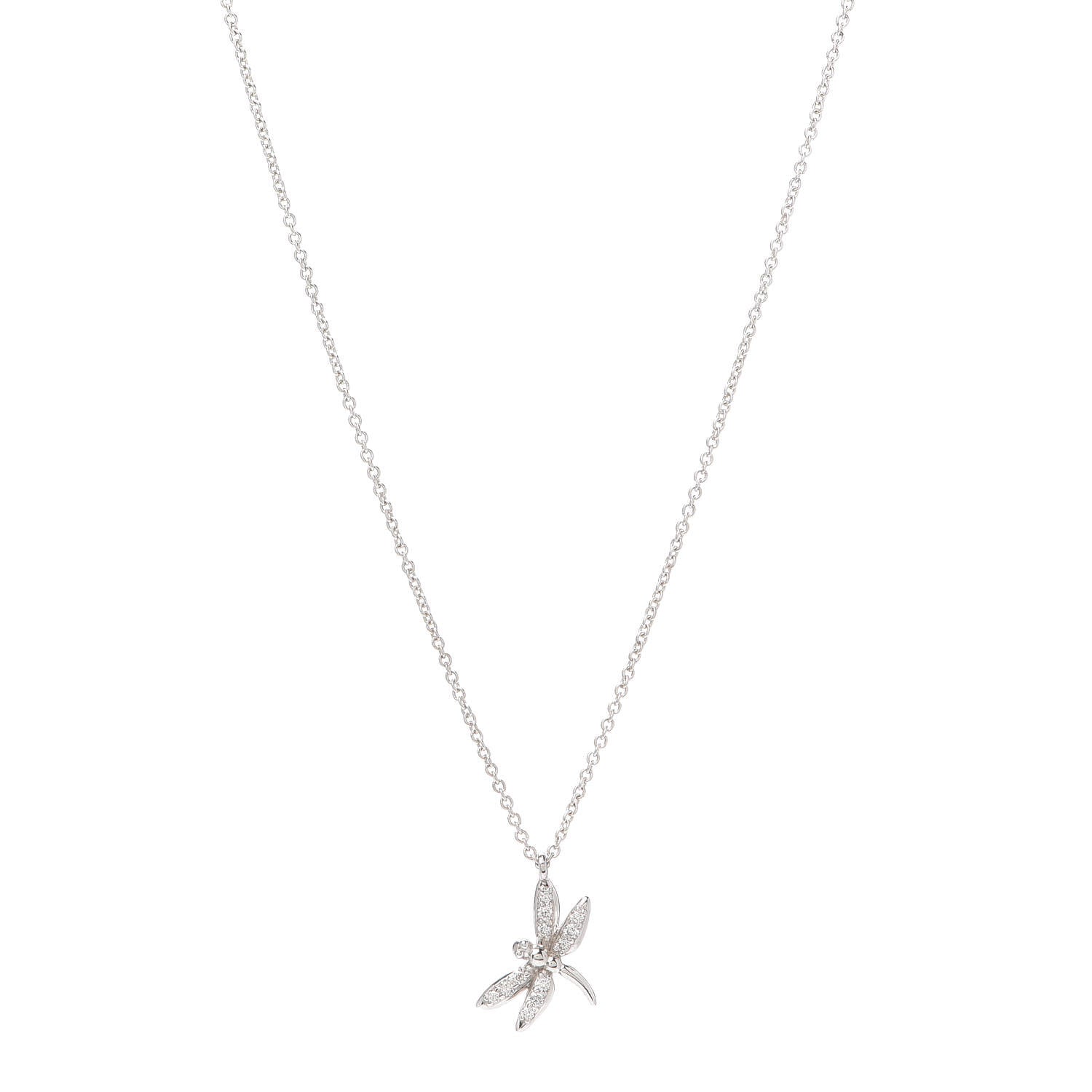 Tiffany 18K White Gold Diamond Enchant Dragonfly Pendant Necklace 1 of 5