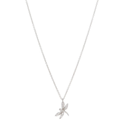 Tiffany 18K White Gold Diamond Enchant Dragonfly Pendant Necklace 1 of 5
