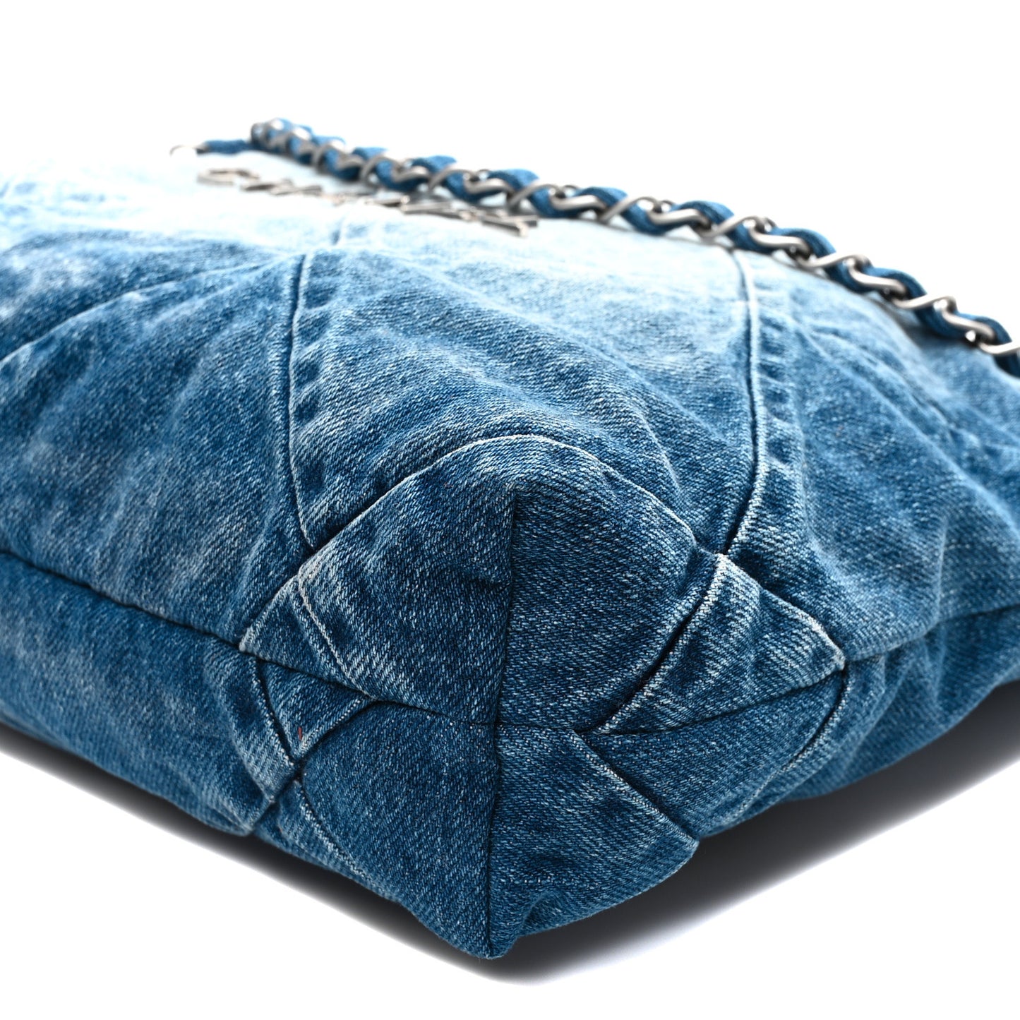 Denim Quilted Small Chanel 22 Blue