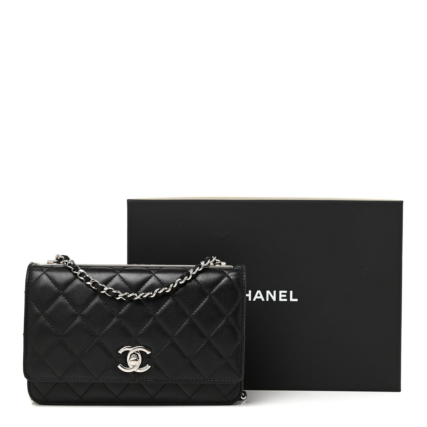 Chanel Lambskin Quilted Trendy CC Wallet On Chain WOC Black 22 of 22