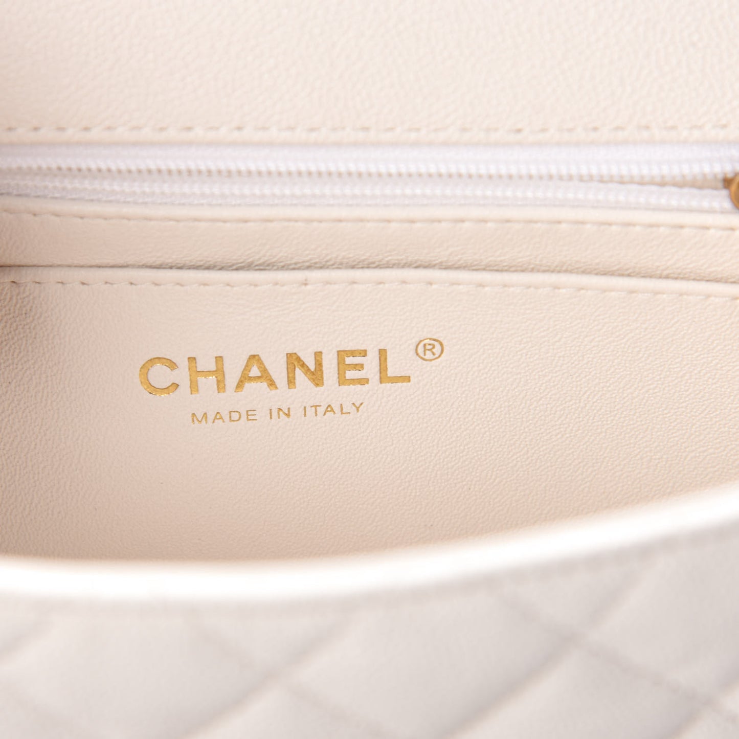 Caviar Quilted Mini Top Handle Rectangular Flap White