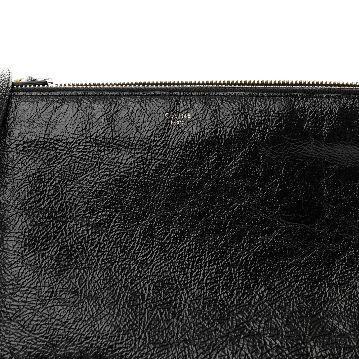 Shiny Goatskin Large Trio Crossbody Bag Black