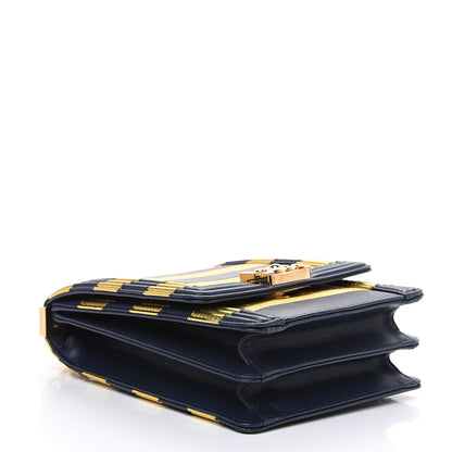 Chanel Metallic Lambskin Striped North South Boy Flap Navy Gold 3 of 7