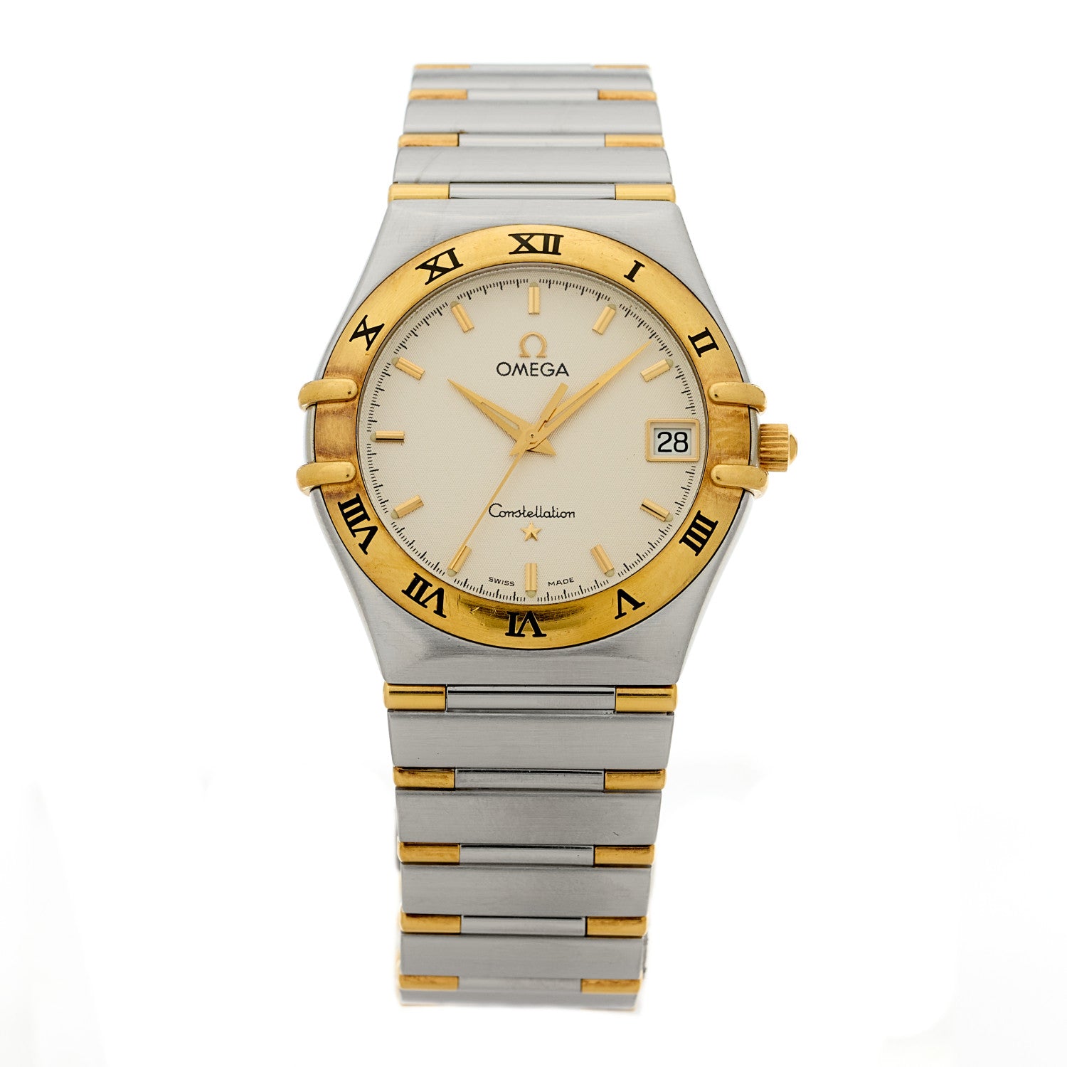 Omega Stainless Steel 18K Yellow Gold 33mm Constellation Quartz Watch White 1212.30 1 of 4