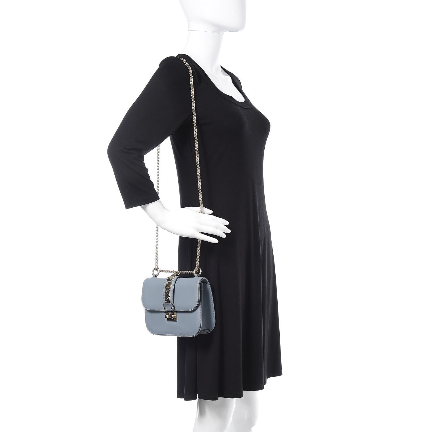 Valentino Garavani Vitello Small Glam Lock Rockstud Flap Sky Sorbet 2 of 12