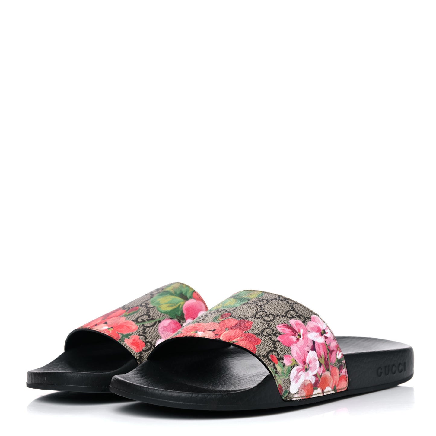 GG Supreme Monogram Blooms Slide Sandals 39 Beige Multicolor