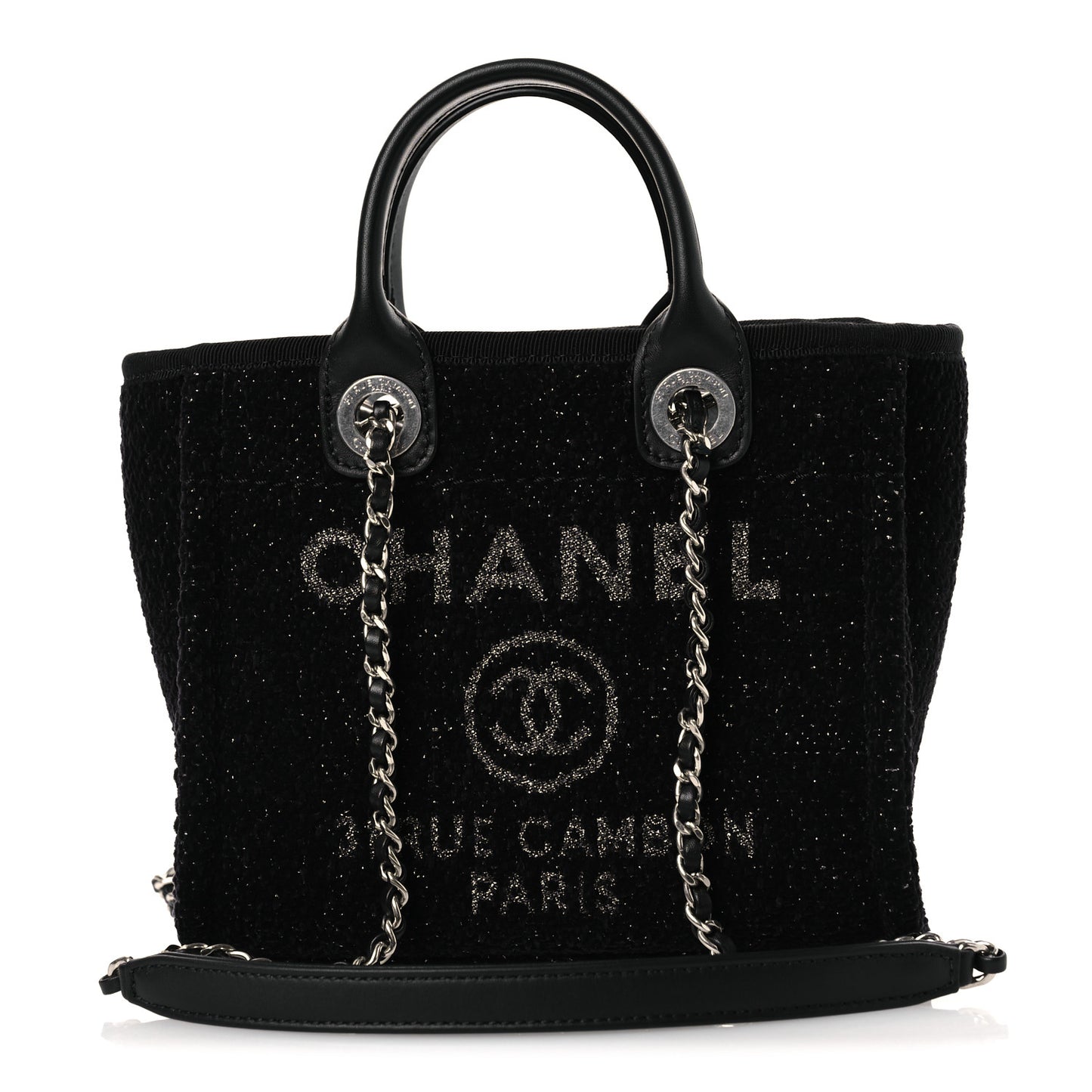 Lurex Canvas Mini Deauville Tote Black