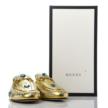Gucci Metallic Nappa Crystal Womens Princetown Slippers 36 Gold 10 of 10