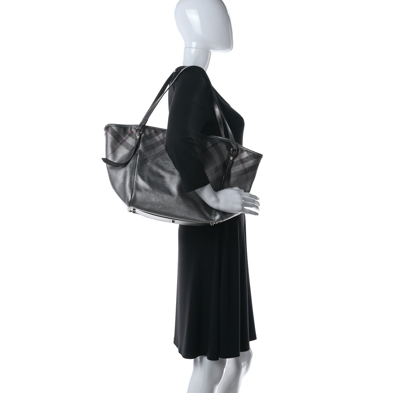 Burberry Smoked Nova Check Tote Anthracite 2 of 11