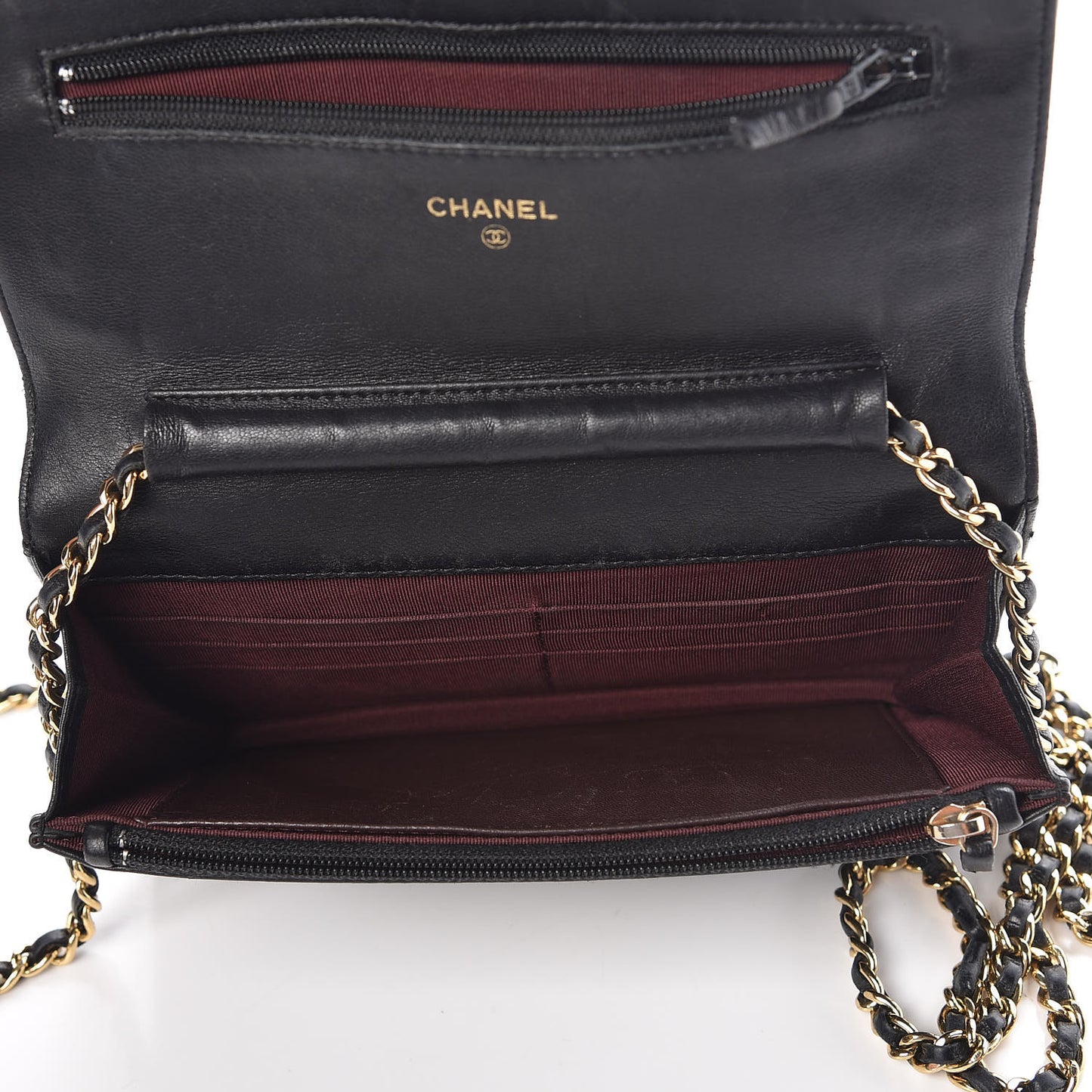 Lambskin Quilted Wallet On Chain WOC Black
