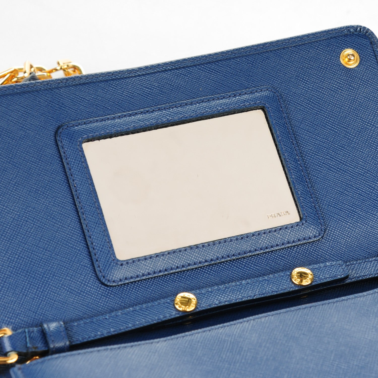 Prada Saffiano Metal Chain Wallet Bleuette 5 of 8