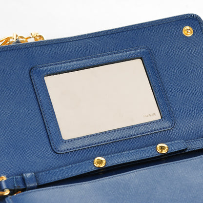 Prada Saffiano Metal Chain Wallet Bleuette 5 of 8