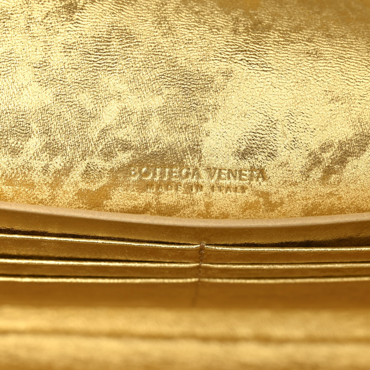 Bottega Veneta Metallic Satin Lambskin Intrecciato Long Andiamo Top Handle Clutch Gold 6 of 7