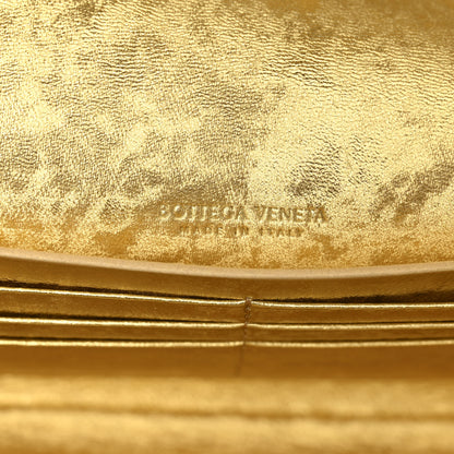 Bottega Veneta Metallic Satin Lambskin Intrecciato Long Andiamo Top Handle Clutch Gold 6 of 7