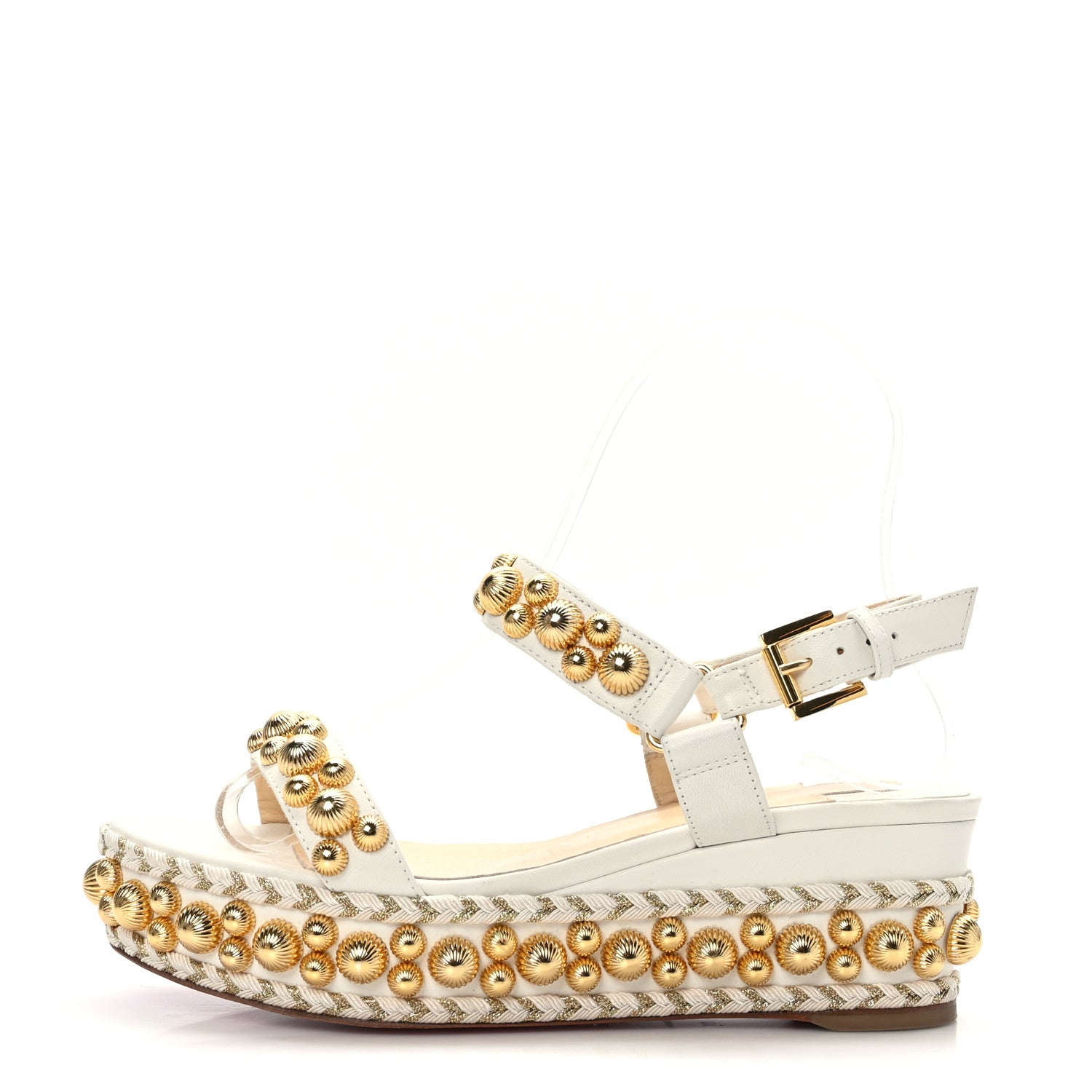 Christian Louboutin Shiny Nappa Rondaclou 60 Platform Sandals 35 Latte 1 of 7
