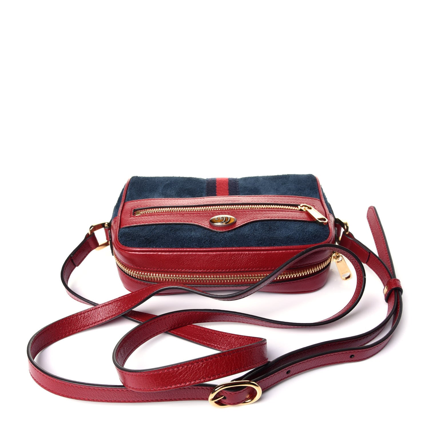 Gucci Suede Calfskin Web Mini Ophidia Shoulder Bag New Blue Romantic Cherry 10 of 12