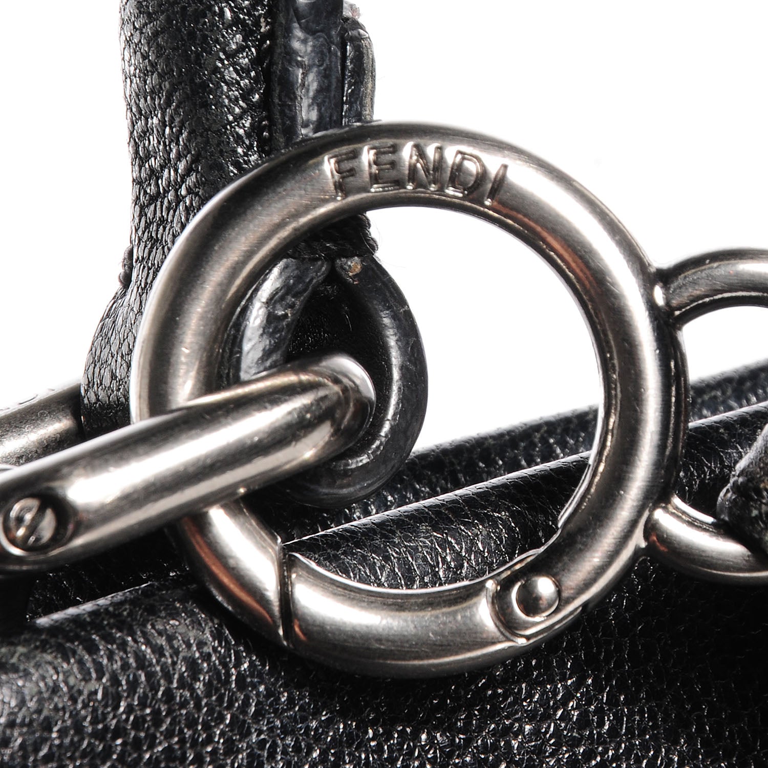 Fendi Goatskin Zucca Large Peekaboo Iconic Satchel Black Tobacco 11 of 11