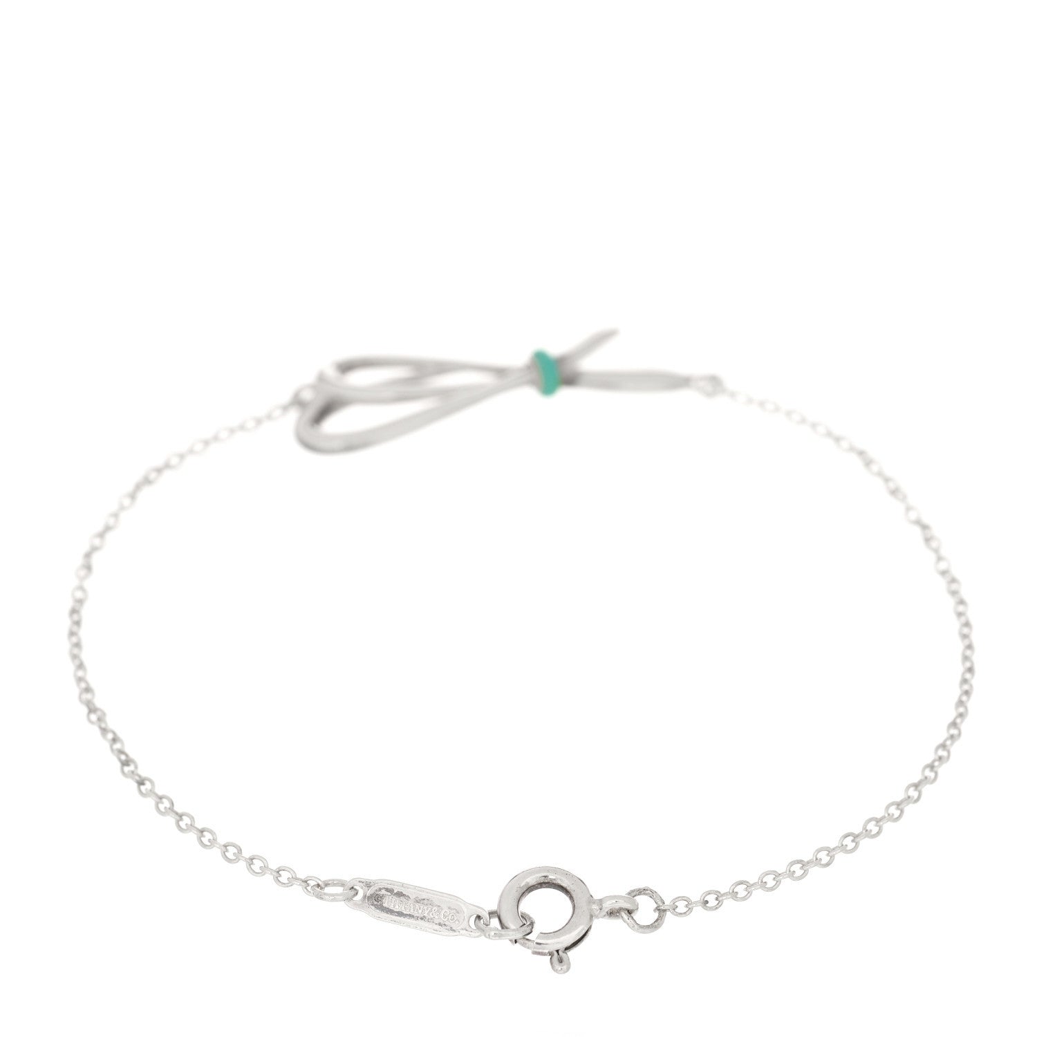 Tiffany Sterling Silver Enamel Bow Knot Bracelet Blue 2 of 4